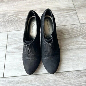 Naturalizer Timber Black  Faux Suede Heeled Bootie Boots